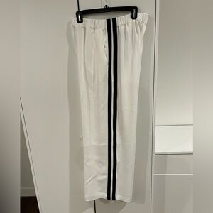 Serena Bute Quiet Luxury White Boyfriend Wide Leg Trousers, L